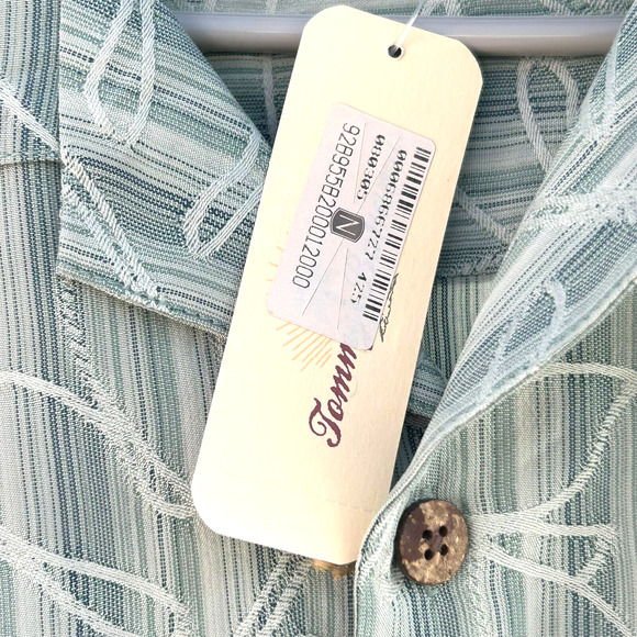 Tommy Bahama Silk Button Up Shirt Mens S Embroidered Green Floral Short Sleeve - Picture 9 of 12